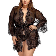Load image into Gallery viewer, Plus 3XXL Lingerie Robe Lace Bathrobe Bridesmaid Porno See Though Robes Sleepwear Nightwear Womens Clothes Tops and Blouses