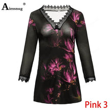 Load image into Gallery viewer, Plus Size 4xl 5x Boho T-shirt Female Print  2020 Lace Splice Loose  Women's Tops Summer New V-neck Tee Shirt   Casual  Pullovers