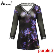 Load image into Gallery viewer, Plus Size 4xl 5x Boho T-shirt Female Print  2020 Lace Splice Loose  Women's Tops Summer New V-neck Tee Shirt   Casual  Pullovers