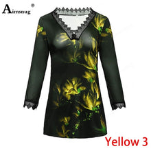 Load image into Gallery viewer, Plus Size 4xl 5x Boho T-shirt Female Print  2020 Lace Splice Loose  Women's Tops Summer New V-neck Tee Shirt   Casual  Pullovers