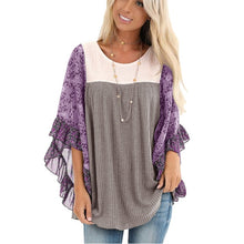 Load image into Gallery viewer, Plus Size Boho Half-Sleeve Print Splice Women's Sweaters Pullovers O Neck Loose 2019 Casual Autumn New Female knitting Pullovers