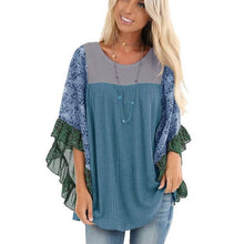 Load image into Gallery viewer, Plus Size Boho Half-Sleeve Print Splice Women's Sweaters Pullovers O Neck Loose 2019 Casual Autumn New Female knitting Pullovers