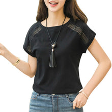 Load image into Gallery viewer, Plus Size Cotton Blouses 2019 Summer  Lace Blusas Female  Batwing Sleeve Shirts For Womens Tops Shirts Women Clothing 5XL 970C30