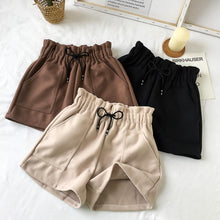 Load image into Gallery viewer, Plus Size High Waist Wide Leg Black Shorts Women Autumn Winter Solid Short Casual Thicken Warm Ladies Woolen Shorts Elastic 2019
