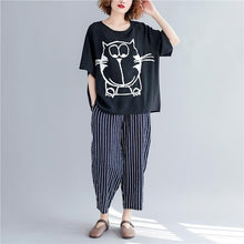 Load image into Gallery viewer, Plus Size Kawaii Owl Print T Shirt Vogue Tops Tee Ladies Loose Cotton Tshirt Femme 2020 Summer Graphic Tees Women T-Shirt 4XL