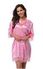 Load image into Gallery viewer, Plus Size Lace Patchwork Bride Bridesmaids Robe Sexy Lingerie Women Silk Wedding Party Kimono Robes Nightgown Sleepwear bathrob