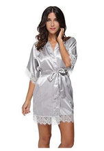 Load image into Gallery viewer, Plus Size Lace Patchwork Bride Bridesmaids Robe Sexy Lingerie Women Silk Wedding Party Kimono Robes Nightgown Sleepwear bathrob