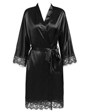 Load image into Gallery viewer, Plus Size Lace Patchwork Bride Bridesmaids Robe Sexy Lingerie Women Silk Wedding Party Kimono Robes Nightgown Sleepwear bathrob