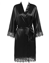 Load image into Gallery viewer, Plus Size Lace Patchwork Bride Bridesmaids Robe Sexy Lingerie Women Silk Wedding Party Kimono Robes Nightgown Sleepwear bathrob