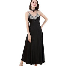 Load image into Gallery viewer, Plus XXL Long Night Dress Ladies Long Gowns Black Lace Pink Nightgown Silk Sleepwear V-neck Lingerie Dress Womens Clothing