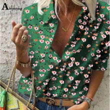 Load image into Gallery viewer, Plus size 4xl 5xl 2019 Autumn Women Leisure Blouse Tops chain Print Office Ladies Blouse Shirt Long Sleeve blusas mujer de moda
