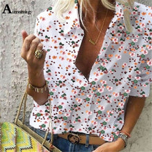 Load image into Gallery viewer, Plus size 4xl 5xl 2019 Autumn Women Leisure Blouse Tops chain Print Office Ladies Blouse Shirt Long Sleeve blusas mujer de moda