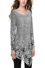 Load image into Gallery viewer, Plus size 4xl 5xl 2019 Women New summer Boho Print Blue Tops Long Sleeve O-Neck Female T-Shirt Casual Loose Ladies Tee Shirt