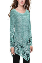 Load image into Gallery viewer, Plus size 4xl 5xl 2019 Women New summer Boho Print Blue Tops Long Sleeve O-Neck Female T-Shirt Casual Loose Ladies Tee Shirt
