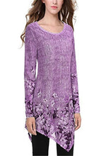 Load image into Gallery viewer, Plus size 4xl 5xl 2019 Women New summer Boho Print Blue Tops Long Sleeve O-Neck Female T-Shirt Casual Loose Ladies Tee Shirt