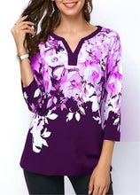 Load image into Gallery viewer, Plus size 4xl 5xl 2019 Women New summer Boho Print Flower Tops Three-Quarter Sleeve V-Neck T Shirt Female Casual Tee Shirt