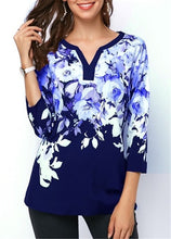 Load image into Gallery viewer, Plus size 4xl 5xl 2019 Women New summer Boho Print Flower Tops Three-Quarter Sleeve V-Neck T Shirt Female Casual Tee Shirt
