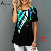 Load image into Gallery viewer, Plus size 4xl 5xl Women Fashion Print Tops Round Neck Short Sleeve Boho Tee shirts 2020 New Summer Female Casual Loose T-shirt