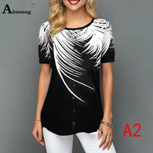 Load image into Gallery viewer, Plus size 4xl 5xl Women Fashion Print Tops Round Neck Short Sleeve Boho Tee shirts 2020 New Summer Female Casual Loose T-shirt
