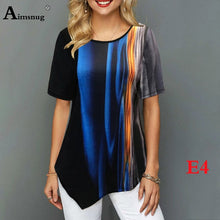 Load image into Gallery viewer, Plus size 4xl 5xl Women Fashion Print Tops Round Neck Short Sleeve Boho Tee shirts 2020 New Summer Female Casual Loose T-shirt