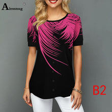 Load image into Gallery viewer, Plus size 4xl 5xl Women Fashion Print Tops Round Neck Short Sleeve Boho Tee shirts 2020 New Summer Female Casual Loose T-shirt