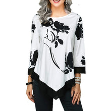 Load image into Gallery viewer, Plus size 4xl 5xl Women New Autumn Print Tops Nine Points Sleeve Elasticity Splice Mesh Female T-Shirt Loose Ladies Tee Shirt