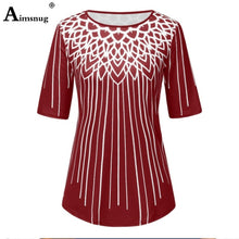 Load image into Gallery viewer, Plus size 4xl 5xl Women New Elegant Summer Fashion Elasticity Female Casual Loose Ladies print Top Half Sleeve T-ShirtTee Shirt