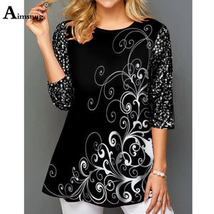 Plus size 4xl 5xl Women New Elegant Summer Fashion Elasticity Female Casual Loose Ladies print Top Half Sleeve T-ShirtTee Shirt