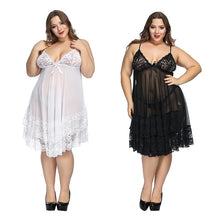 Load image into Gallery viewer, Plus size 6xl lingerie sleepwear White Night Gown Lingerie Ladies Sexy Lace Babydolls Sleepwear womens erotic sling Homewear