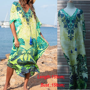 Plus size Cotton Beach Maxi Dress Cover up Bathing suit Cover ups Salida de Playa 2020 Kaftan Beach Swimwear Cover up Playeros