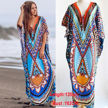 Load image into Gallery viewer, Plus size Cotton Beach Maxi Dress Cover up Bathing suit Cover ups Salida de Playa 2020 Kaftan Beach Swimwear Cover up Playeros