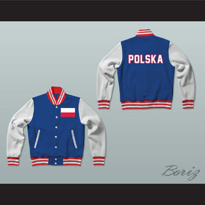 Polska/Poland Varsity Letterman Jacket-Style Sweatshirt