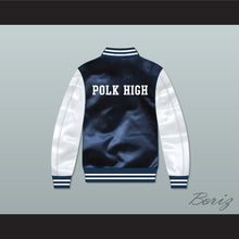Load image into Gallery viewer, Al Bundy Polk High School Navy Blue/ White Varsity Letterman Satin Bomber Jacket