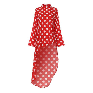 Polka Dot Bow Tie Long Sleeve Top Celmia Fashion Women's Blouses Asymmetrical Tunic Long Shirt Casual Button Work Blusas Mujer 7