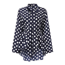 Load image into Gallery viewer, Polka Dot Bow Tie Long Sleeve Top Celmia Fashion Women&#39;s Blouses Asymmetrical Tunic Long Shirt Casual Button Work Blusas Mujer 7