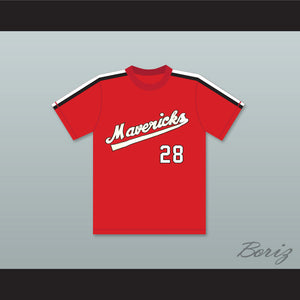 Kurt Russell 28 Portland Mavericks Red Baseball Jersey The Battered Bastards of Baseball