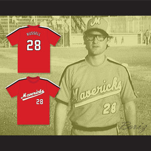 Kurt Russell 28 Portland Mavericks Red Baseball Jersey The Battered Bastards of Baseball