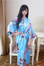 Load image into Gallery viewer, Print Peacock Half Sleeve Wedding Robe For Ladies Sexy Lingerie Women Robe Loose Lounge Softy Sleepwear Sleeve Kimono Bath Gown