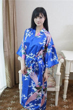 Load image into Gallery viewer, Print Peacock Half Sleeve Wedding Robe For Ladies Sexy Lingerie Women Robe Loose Lounge Softy Sleepwear Sleeve Kimono Bath Gown