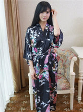 Load image into Gallery viewer, Print Peacock Half Sleeve Wedding Robe For Ladies Sexy Lingerie Women Robe Loose Lounge Softy Sleepwear Sleeve Kimono Bath Gown
