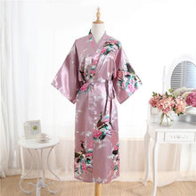 Load image into Gallery viewer, Print Peacock Half Sleeve Wedding Robe For Ladies Sexy Lingerie Women Robe Loose Lounge Softy Sleepwear Sleeve Kimono Bath Gown