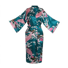 Load image into Gallery viewer, Print Peacock Half Sleeve Wedding Robe For Ladies Sexy Lingerie Women Robe Loose Lounge Softy Sleepwear Sleeve Kimono Bath Gown