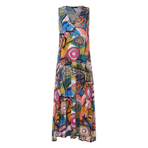 Printed Maxi Dress ZANZEA 2020 Women's Sundress Casual Summer Long Vestido Female V Neck Party Robe Femme Linen Dress Kaftan 5XL