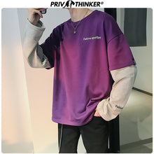 Load image into Gallery viewer, Privathinker Korean Style Men's Hoodies Japanese Fake Two Piece Man Casual Sweatshirts 2020 Hip Hop Male Streetwear Hoodie