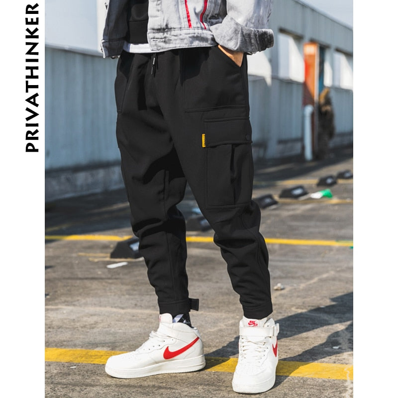 Privathinker Men Black Joggers Pants Summer 2020 Mens Big Pockets Ankel Cargo Pants Male Spring Streetwear Overalls Sweatpants