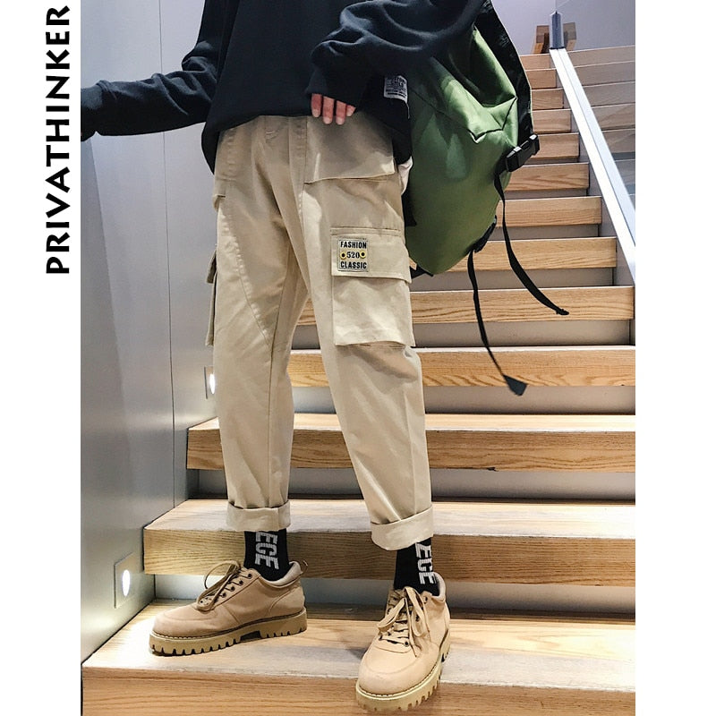 Privathinker Men Vintage Cargo Pants 2020 Mens Hiphop Khaki Pockets Joggers Pants Male Korean Fashion Sweatpants Winter Overalls