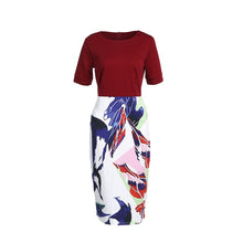 Load image into Gallery viewer, Professional Women Elegant Casual Work Business Office Classic O neck Neck belt Printing Patchwork Bodycon Pencil Dress