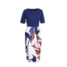 Load image into Gallery viewer, Professional Women Elegant Casual Work Business Office Classic O neck Neck belt Printing Patchwork Bodycon Pencil Dress