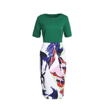 Load image into Gallery viewer, Professional Women Elegant Casual Work Business Office Classic O neck Neck belt Printing Patchwork Bodycon Pencil Dress