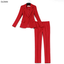 Load image into Gallery viewer, Professional suit pants suit women thin red suit jacket slim trousers two-piece 2019 summer new women&#39;s clothing